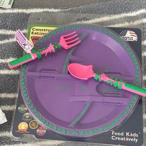 Purple Plate and Utensil Set